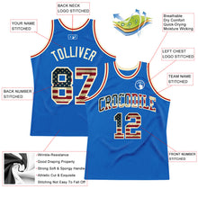 Load image into Gallery viewer, Custom Blue Vintage USA Flag-Cream Authentic Throwback Basketball Jersey
