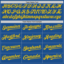 Load image into Gallery viewer, Custom Blue Yellow Mesh Authentic Throwback Baseball Jersey

