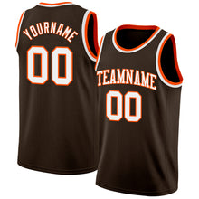 Laden Sie das Bild in den Galerie-Viewer, Custom Brown White-Orange Authentic Basketball Jersey
