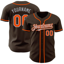 Laden Sie das Bild in den Galerie-Viewer, Custom Brown Orange-Gray Authentic Baseball Jersey
