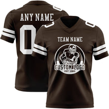 Load image into Gallery viewer, Custom Brown White Authentic Football Jersey
