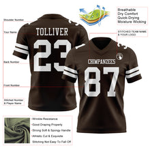 Load image into Gallery viewer, Custom Brown White Authentic Football Jersey
