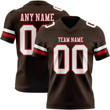 Load image into Gallery viewer, Custom Brown White-Red Authentic Football Jersey
