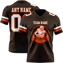 Load image into Gallery viewer, Custom Brown White-Orange Authentic Football Jersey
