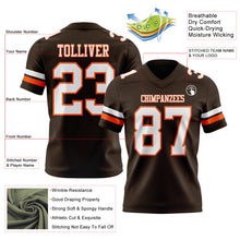 Load image into Gallery viewer, Custom Brown White-Orange Authentic Football Jersey
