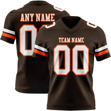 Load image into Gallery viewer, Custom Brown White-Orange Authentic Football Jersey
