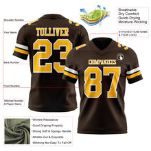 Load image into Gallery viewer, Custom Brown Gold-White Authentic Football Jersey
