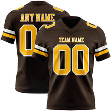 Load image into Gallery viewer, Custom Brown Gold-White Authentic Football Jersey
