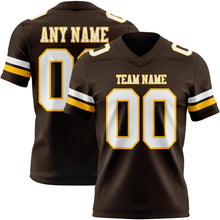 Load image into Gallery viewer, Custom Brown White-Gold Authentic Football Jersey

