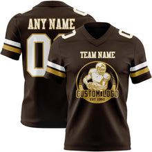 Load image into Gallery viewer, Custom Brown White-Old Gold Authentic Football Jersey
