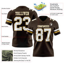 Load image into Gallery viewer, Custom Brown White-Old Gold Authentic Football Jersey
