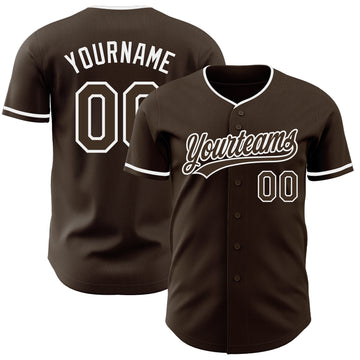 Custom Brown-White Authentic Baseball Jersey