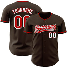 Load image into Gallery viewer, Custom Brown Red-White Authentic Baseball Jersey
