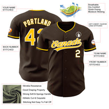 Load image into Gallery viewer, Custom Brown Yellow-White Authentic Baseball Jersey
