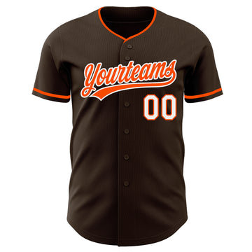Custom Brown Orange-White Authentic Baseball Jersey