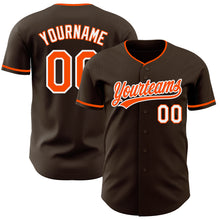 Load image into Gallery viewer, Custom Brown Orange-White Authentic Baseball Jersey
