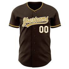 Загрузить изображение в средство просмотра галереи, Custom Brown Old Gold-White Authentic Baseball Jersey
