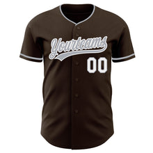 Load image into Gallery viewer, Custom Brown Gray-White Authentic Baseball Jersey
