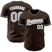 Load image into Gallery viewer, Custom Brown Gray-White Authentic Baseball Jersey
