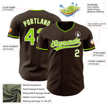 Load image into Gallery viewer, Custom Brown Neon Green-White Authentic Baseball Jersey
