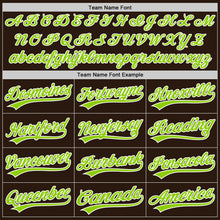 Load image into Gallery viewer, Custom Brown Neon Green-White Authentic Baseball Jersey
