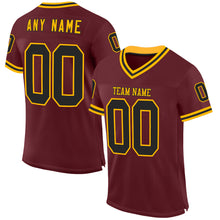 Charger l&#39;image dans la galerie, Custom Burgundy Black-Gold Mesh Authentic Throwback Football Jersey
