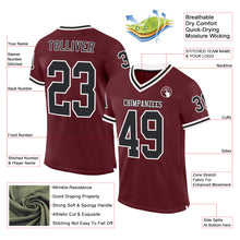 Charger l&#39;image dans la galerie, Custom Burgundy Black-White Mesh Authentic Throwback Football Jersey

