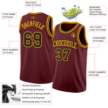 Загрузить изображение в средство просмотра галереи, Custom Burgundy Black-Gold Authentic Basketball Jersey
