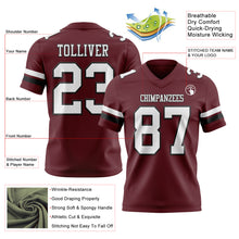 Load image into Gallery viewer, Custom Burgundy White-Black Authentic Football Jersey
