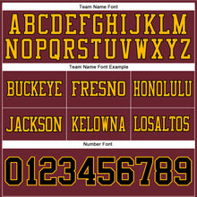 Load image into Gallery viewer, Custom Burgundy Black-Gold Authentic Football Jersey

