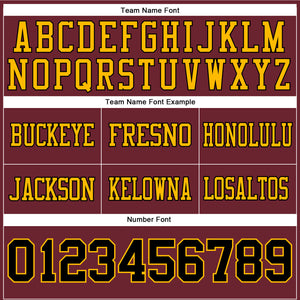 Custom Burgundy Black-Gold Authentic Football Jersey