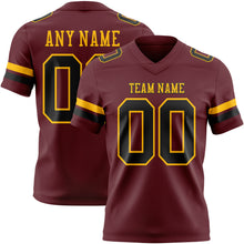 Load image into Gallery viewer, Custom Burgundy Black-Gold Authentic Football Jersey
