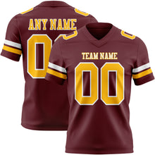 Load image into Gallery viewer, Custom Burgundy Gold-White Authentic Football Jersey
