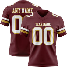 Load image into Gallery viewer, Custom Burgundy White-Old Gold Authentic Football Jersey
