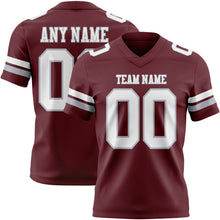 Load image into Gallery viewer, Custom Burgundy White-Gray Authentic Football Jersey
