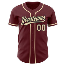 Load image into Gallery viewer, Custom Burgundy Cream-Black Authentic Baseball Jersey
