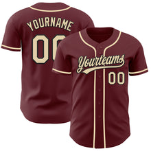 Load image into Gallery viewer, Custom Burgundy Cream-Black Authentic Baseball Jersey
