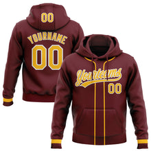 Загрузить изображение в средство просмотра галереи, Custom Stitched Burgundy Gold-White Baseball Pullover Sweatshirt Hoodie
