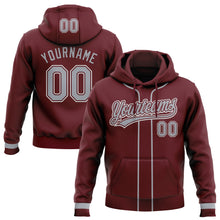 Загрузить изображение в средство просмотра галереи, Custom Stitched Burgundy Gray-White Baseball Pullover Sweatshirt Hoodie
