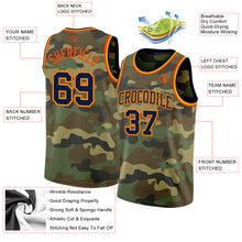Laden Sie das Bild in den Galerie-Viewer, Custom Camo Navy Gold-Orange Authentic Salute To Service Basketball Jersey
