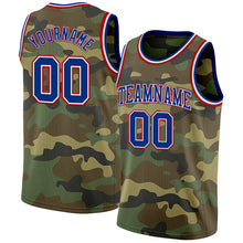 Laden Sie das Bild in den Galerie-Viewer, Custom Camo Royal White-Red Authentic Salute To Service Basketball Jersey
