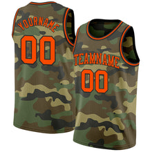 Load image into Gallery viewer, Custom Camo Orange-Black Authentic Salute To Service Basketball Jersey
