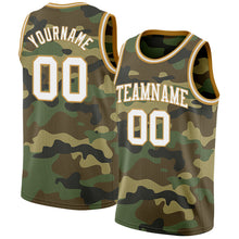 Laden Sie das Bild in den Galerie-Viewer, Custom Camo White-Old Gold Authentic Salute To Service Basketball Jersey
