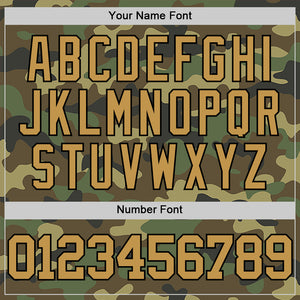 Custom Camo Old Gold-Black Authentic Salute To Service Basketball Jersey