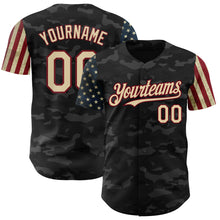 Загрузить изображение в средство просмотра галереи, Custom Camo Cream-Crimson 3D American Flag Authentic Salute To Service Baseball Jersey
