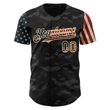 Charger l&#39;image dans la galerie, Custom Camo Vintage USA Flag-Cream 3D Authentic Salute To Service Baseball Jersey
