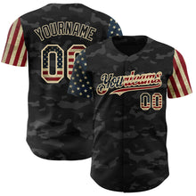 Charger l&#39;image dans la galerie, Custom Camo Vintage USA Flag-Cream 3D Authentic Salute To Service Baseball Jersey
