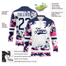 Загрузить изображение в средство просмотра галереи, Custom Camo Navy-White Splash Hockey Lace Neck Jersey
