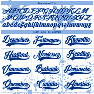Custom Camo Royal Light Blue-White Splash Hockey Lace Neck Jersey