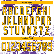 Загрузить изображение в средство просмотра галереи, Custom Camo Gold Purple Black-White Splash Hockey Lace Neck Jersey
